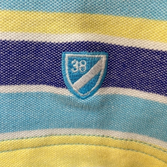 Cremieux Classics Mens Striped Short-Sleeve Polo Shirt, Blue, Yellow, Size S - Picture 5 of 8